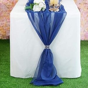 18" W x 180" L Chiffon Table Runner, Navy Blue